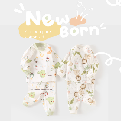 Cotton Baby Suit Kids 2pcs Set Belly Protector Long Sleeve Children's Pajamas Home Clothes With Wholdsale