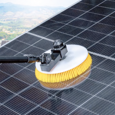 Solar Panel Cleaning Using Brush With Single Head/dual Power Heads, Rail Style Brush and Cleaning Robot