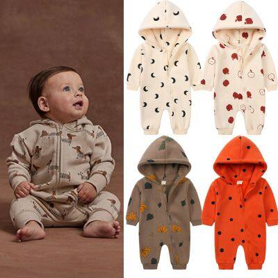 Newborn Baby Romper Onesie Jumpsuit Feet Wrap Long Sleeves Baby Climb Clothes Children's Pajama Hooded Hat