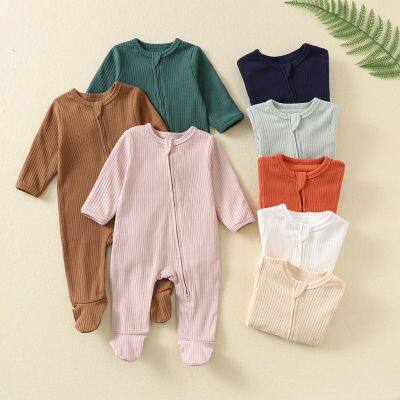 Newborn Baby Romper Onesie Jumpsuit Feet Wrap Long Sleeves Baby Climb Clothes Children's Pajama Cotton