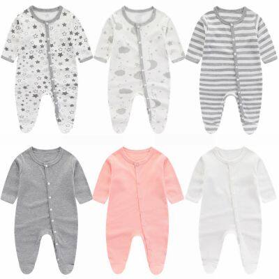 Newborn Baby Romper Onesie Jumpsuit Feet Wrap Long Sleeves Baby Climb Clothes Children's Pajama Cotton
